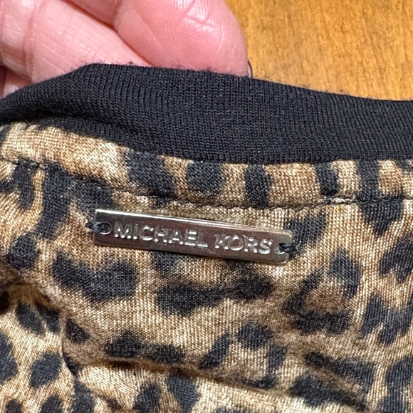 Michael Kors Animal Print Top with Black Trim, Medium - Picture 5 of 12